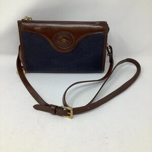 Vintage Dooney & Bourke All Weather Crossbody Bag Leather Brown Black purse